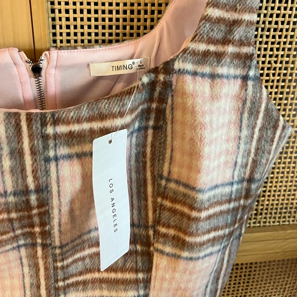 NWT Timing Women’s L Pink Plaid Cropped Tank - Picture 3 of 5